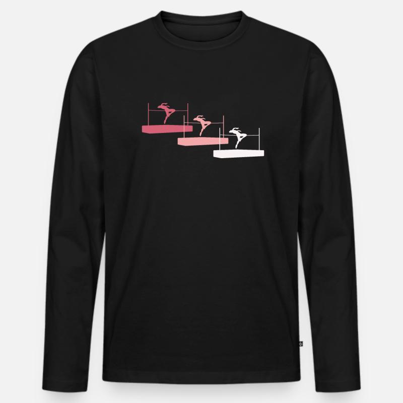 Farbenfrohe Hochsprung Figuren - Männer Premium Bio Langarmshirt - Schwarz