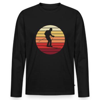 Sonnenuntergang auf Ski Geschenk - Männer Premium Bio Langarmshirt - Schwarz - Vorne - Nico (187cm)