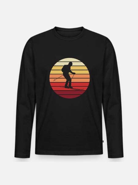 Sunset on Ski Gift - Men's Premium Organic Long Sleeve Shirt - black