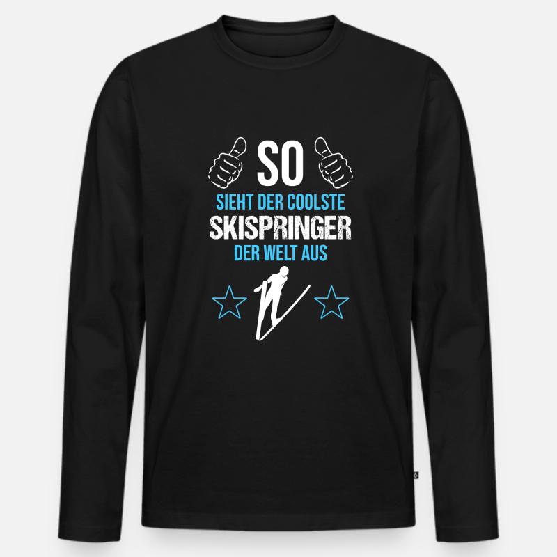 Top Skispringer: Weltspitze - Männer Premium Bio Langarmshirt - Schwarz