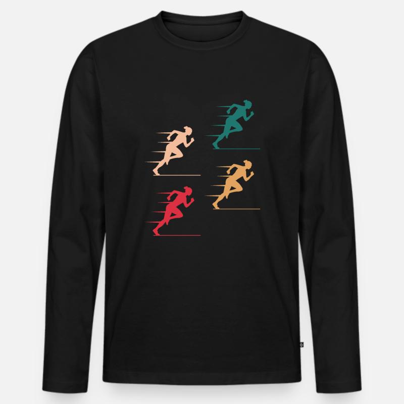 Bunte Sprinterinnen Elite - Männer Premium Bio Langarmshirt - Schwarz