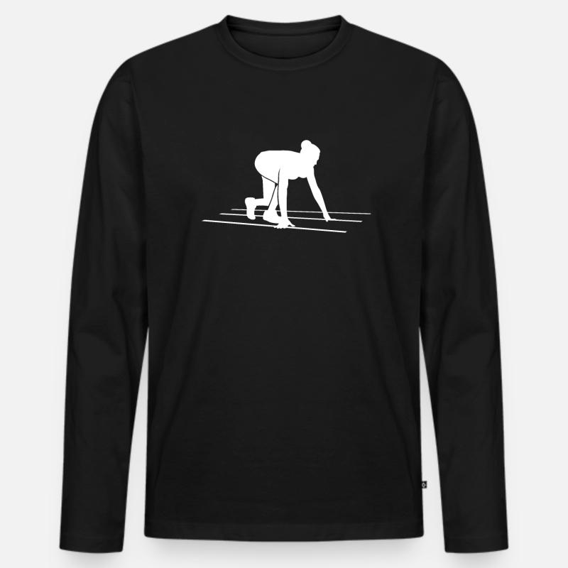 Sprint-Start Superfrau - Geschenk - Männer Premium Bio Langarmshirt - Schwarz