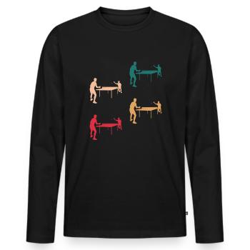 Colorful Table Tennis Match Design - Men's Premium Organic Long Sleeve Shirt - black - Front - Nico (187cm)