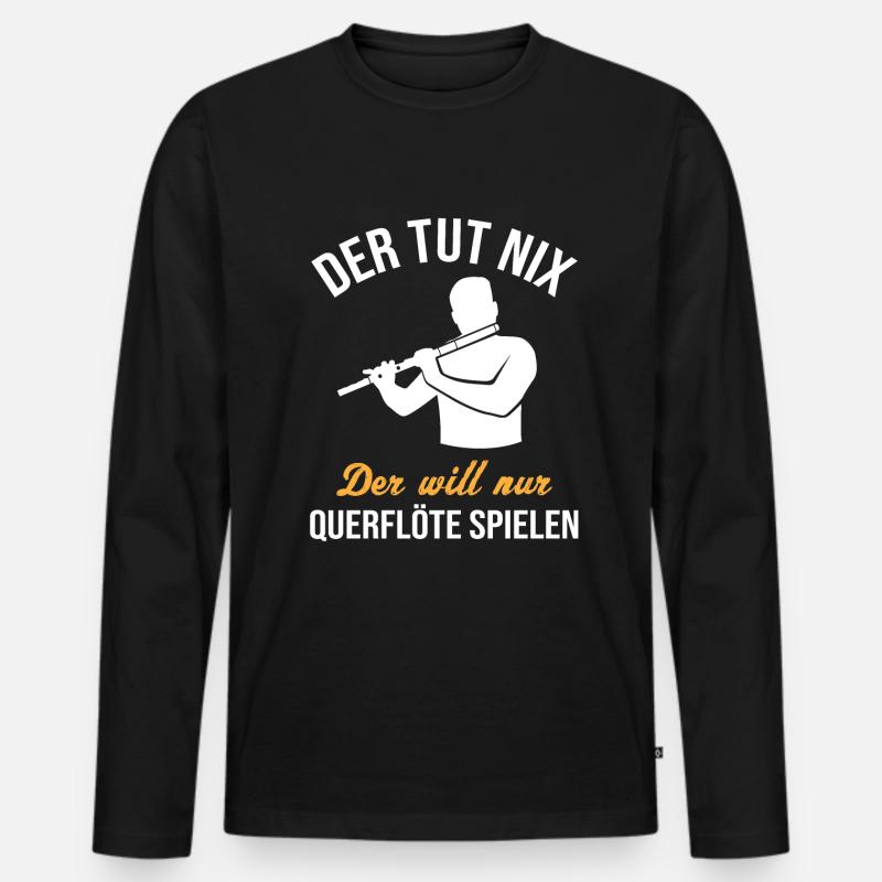 Harmloser Querflötenspieler Witz - Männer Premium Bio Langarmshirt - Schwarz