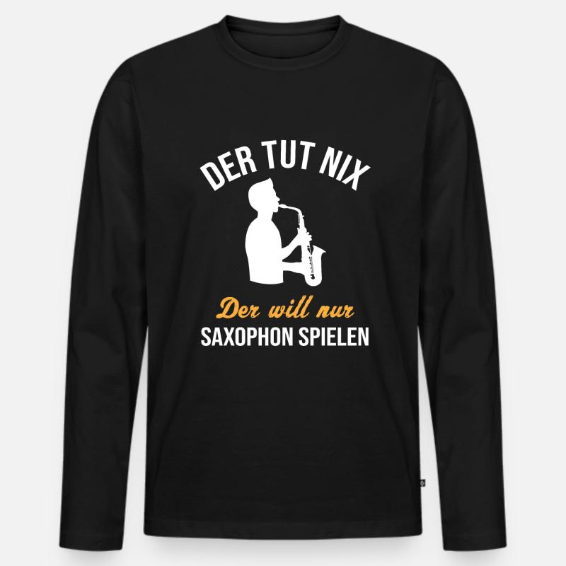 Harmloser Saxophonist Spielfreude- Geschenk - Männer Premium Bio Langarmshirt - Schwarz