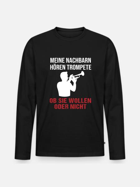 Sonidos de trompeta - Concierto de barrio - Camiseta ecológica prémium de manga larga para hombre - negro