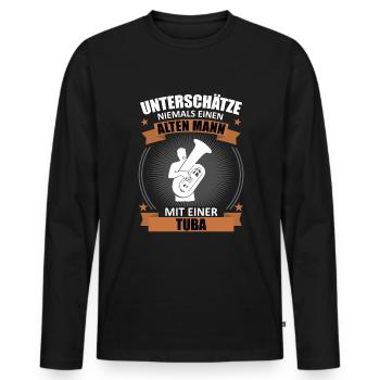 Old Man Master Tuba Honorary Gift - Men's Premium Organic Long Sleeve Shirt - black - Front - Nico (187cm)