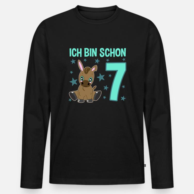 Siebenjährige Partyeselchen Glücksbringer - Männer Premium Bio Langarmshirt - Schwarz