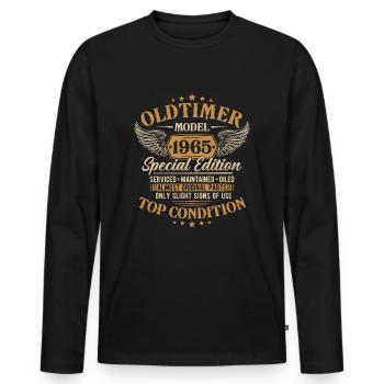 Vintage 1965 Vintage Born Birthday Gift - Men's Premium Organic Long Sleeve Shirt - black - Front - Nico (187cm)