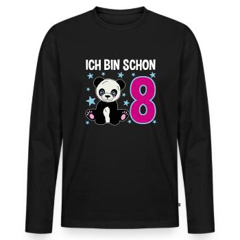 Acht Jahre – Pandastarker Tag - Männer Premium Bio Langarmshirt - Schwarz - Vorne - Nico (187cm)