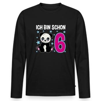 Sechs Jahre – Panda-Lächeln - Männer Premium Bio Langarmshirt - Schwarz - Vorne - Nico (187cm)