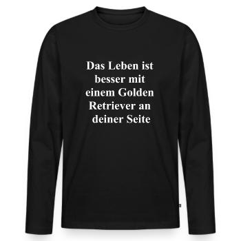Cadeau de compagnon fidèle - T-shirt manches longues Premium bio Homme - noir - Devant - Nico (187cm)