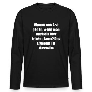 De la bière au lieu de pilules - T-shirt manches longues Premium bio Homme - noir - Devant - Nico (187cm)