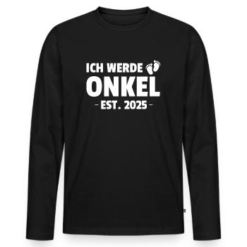Ich Werde Onkel Est. 2025 - Männer Premium Bio Langarmshirt - Schwarz - Vorne - Nico (187cm)