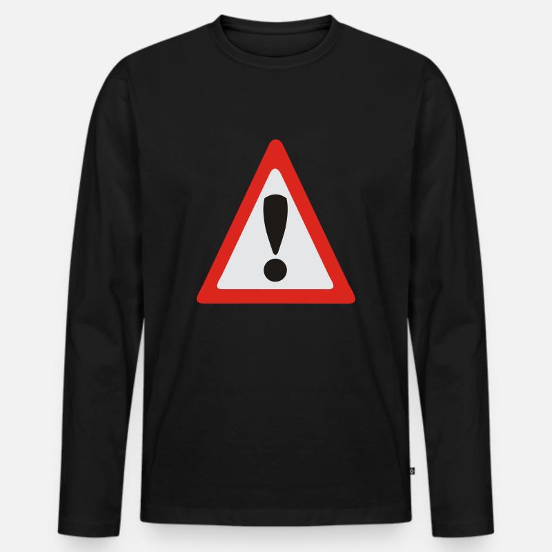 warning sign - Männer Premium Bio Langarmshirt - Schwarz