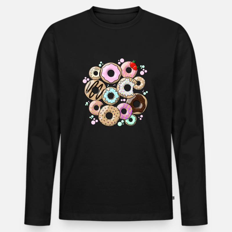 Donuts - Männer Premium Bio Langarmshirt - Schwarz