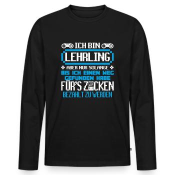 LEHRLING - Gamer - Männer Premium Bio Langarmshirt - Schwarz - Vorne - Nico (187cm)
