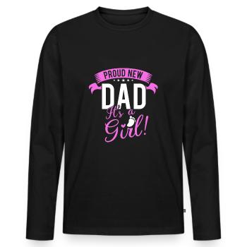 Proud new dad it's a girl - father & daughter - T-shirt manches longues Premium bio Homme - noir - Devant - Nico (187cm)