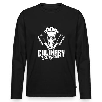 Culinary Gangster - butcher & skull cook - Men's Premium Organic Long Sleeve Shirt - black - Front - Nico (187cm)