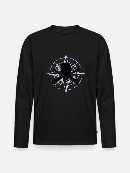windrose_skull_02_b_2c - T-shirt manches longues Premium bio Homme - noir