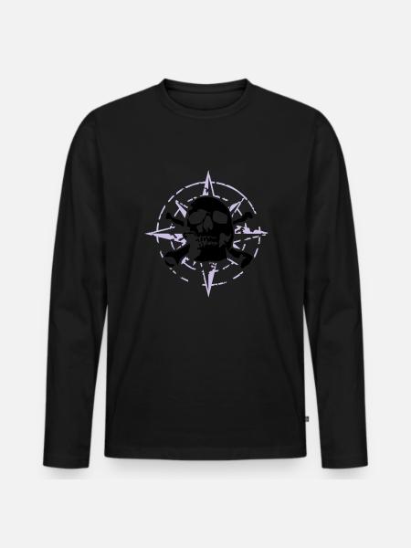 windrose_skull_02_d_3c - Men's Premium Organic Long Sleeve Shirt - black