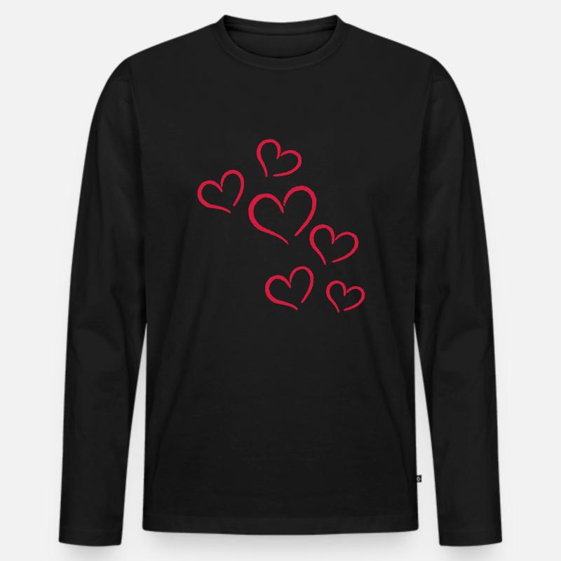 Herzchen - Männer Premium Bio Langarmshirt - Schwarz
