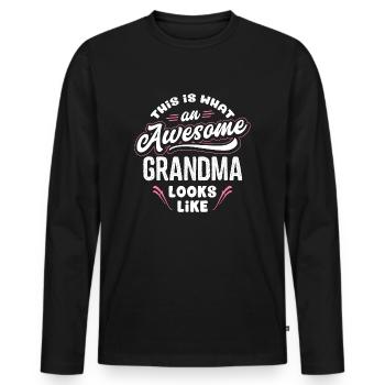 C'est ce à quoi ressemble une grand-mère géniale - T-shirt manches longues Premium bio Homme - noir - Devant - Nico (187cm)