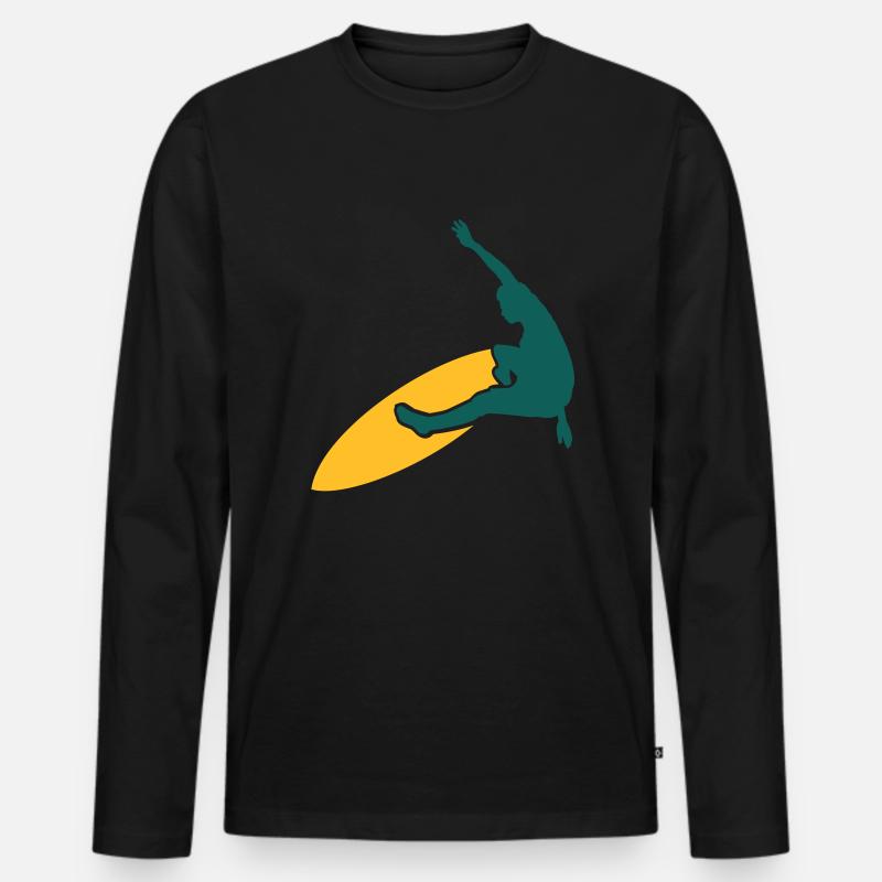 surfer - Männer Premium Bio Langarmshirt - Schwarz