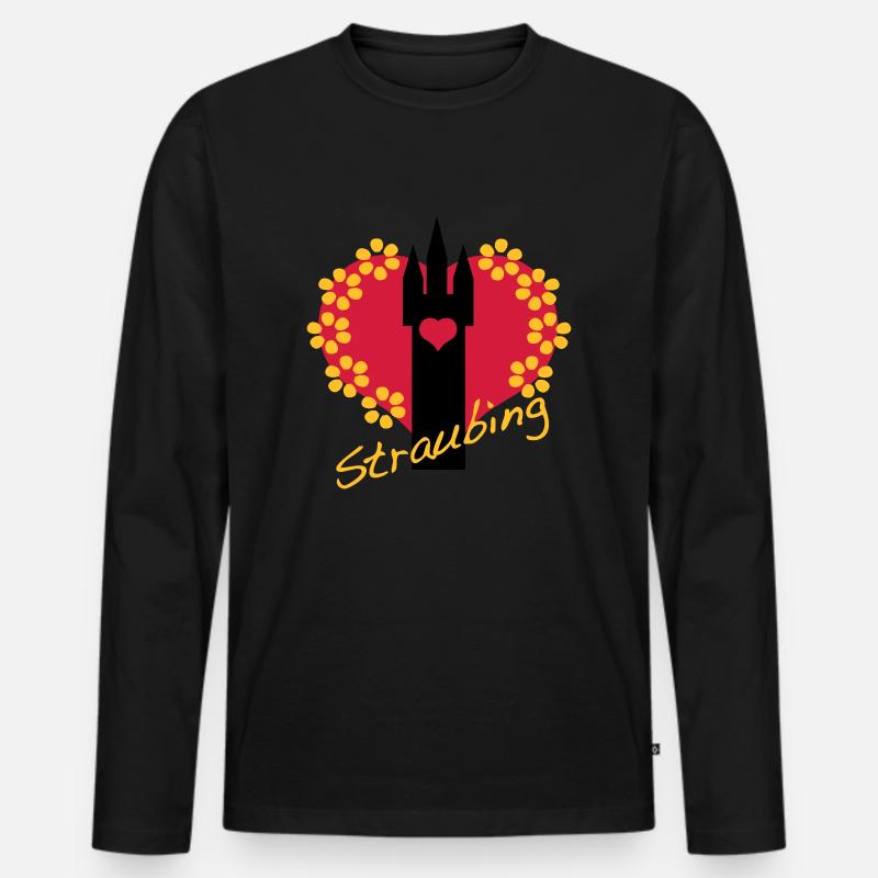 i love straubing - Männer Premium Bio Langarmshirt - Schwarz