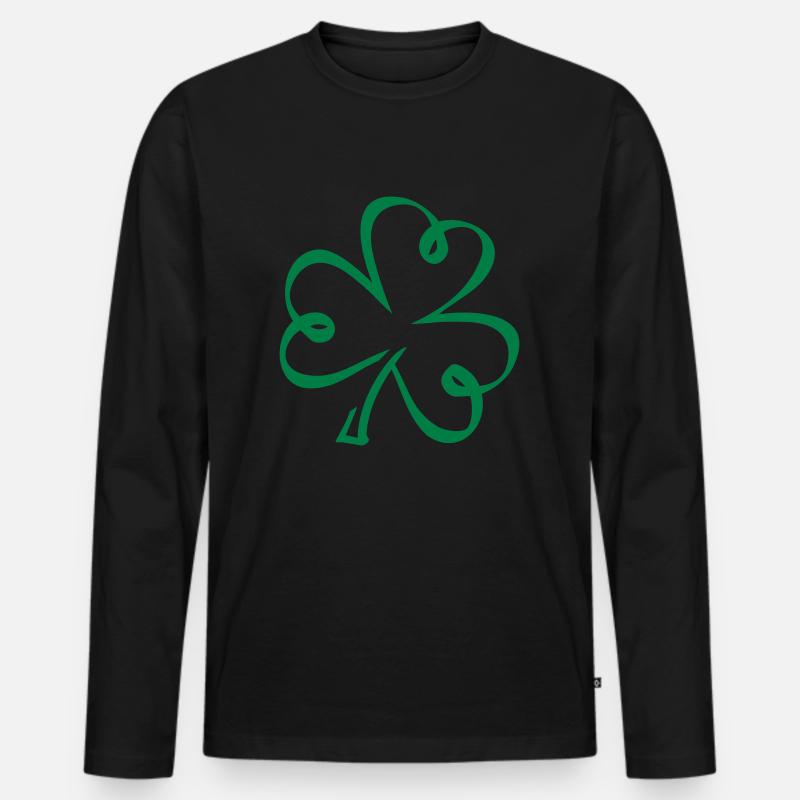 Shamrock - Männer Premium Bio Langarmshirt - Schwarz