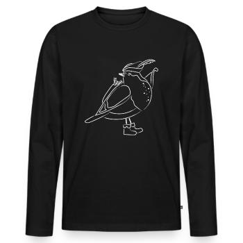 Robin des Bois Rouge-Gorge blanc - T-shirt manches longues Premium bio Homme - noir - Devant - Nico (187cm)