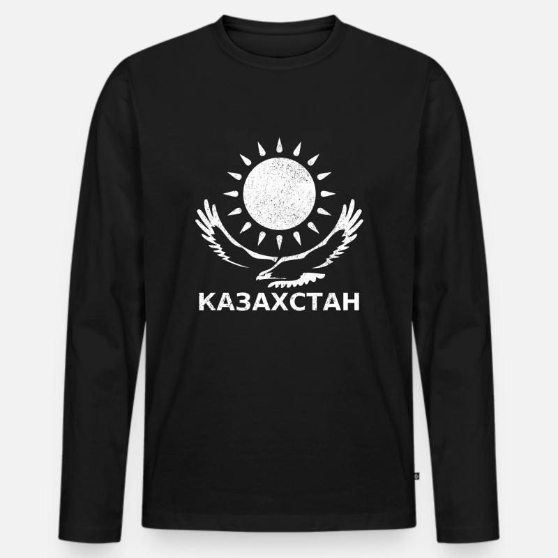 Kasachstan - Männer Premium Bio Langarmshirt - Schwarz