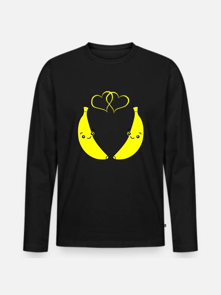 Bananas in Love - Men's Premium Organic Long Sleeve Shirt - black
