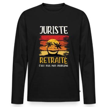 juriste retraité - T-shirt manches longues Premium bio Homme - noir - Devant - Nico (187cm)
