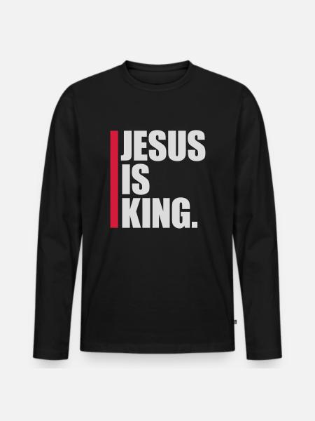 jesus is king quote - Men's Premium Organic Long Sleeve Shirt - black