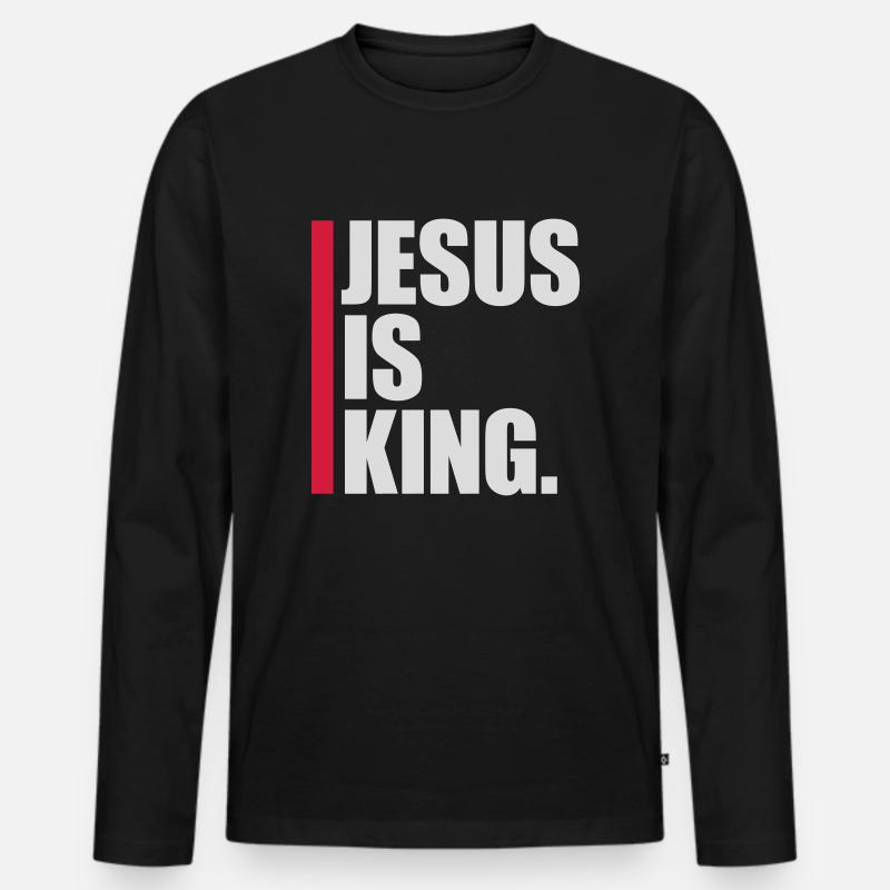 jesus is king Zitat - Männer Premium Bio Langarmshirt - Schwarz