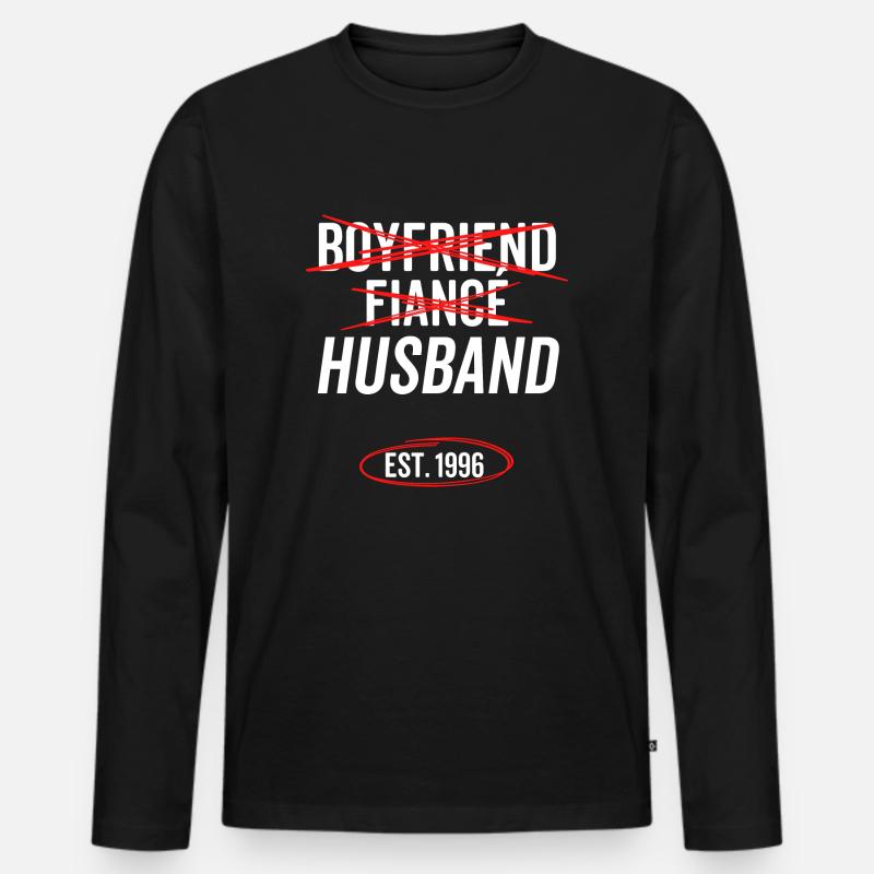 Freund Verlobter Ehemann Est 1996 - Männer Premium Bio Langarmshirt - Schwarz