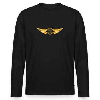 Drone Pilot Badge Quadcopter - Men's Premium Organic Long Sleeve Shirt - black - Front - Nico (187cm)