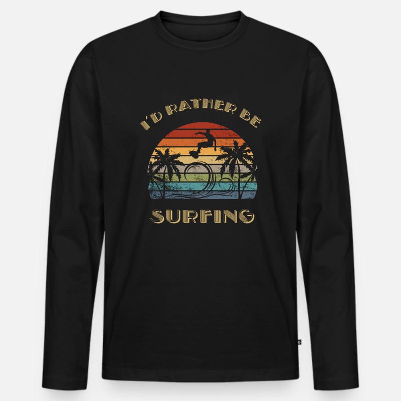 Surfen - Männer Premium Bio Langarmshirt - Schwarz