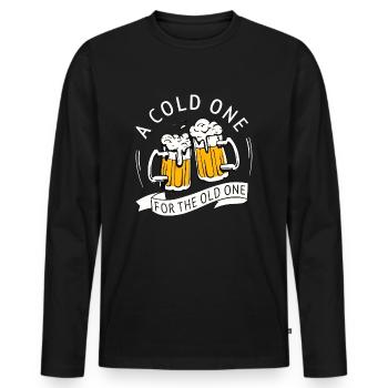 a cold one for the old one Bier Lustige Sprüche - Männer Premium Bio Langarmshirt - Schwarz - Vorne - Nico (187cm)