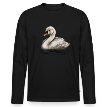 Bébé cygne Oiseau Poussin - T-shirt manches longues Premium bio Homme - noir - Devant - Nico (187cm)