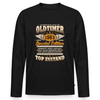 In diesem Shirt steckt ein Oldtimer Baujahr 1983 - Männer Premium Bio Langarmshirt - Schwarz - Vorne - Nico (187cm)