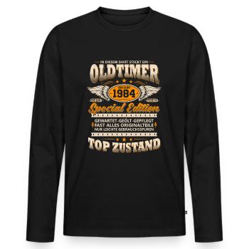 Baujahr 1984 - In diesem Shirt steckt ein Oldtimer - Männer Premium Bio Langarmshirt - Schwarz - Vorne - Nico (187cm)