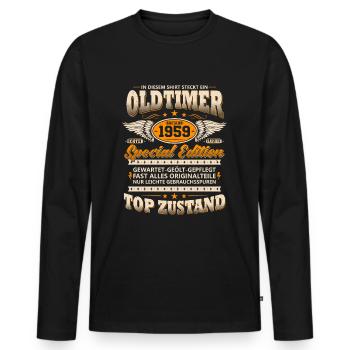 Baujahr 1959 - In diesem Shirt steckt ein Oldtimer - Männer Premium Bio Langarmshirt - Schwarz - Vorne - Nico (187cm)
