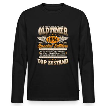 Baujahr 1994 - In diesem Shirt steckt ein Oldtimer - Männer Premium Bio Langarmshirt - Schwarz - Vorne - Nico (187cm)
