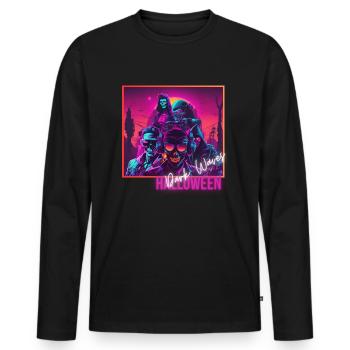 Dark Waves - Männer Premium Bio Langarmshirt - Schwarz - Vorne - Nico (187cm)