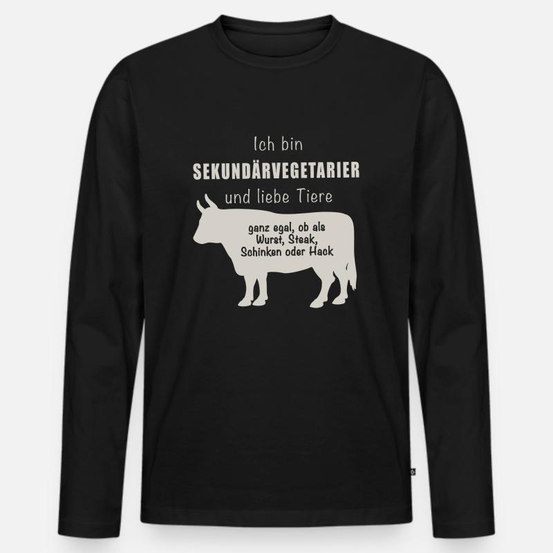 Sekundärvegetarier - Männer Premium Bio Langarmshirt - Schwarz