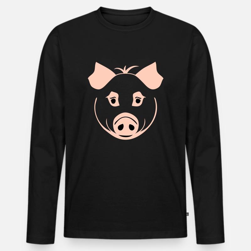 Pig in comic style - Men's Premium Organic Long Sleeve Shirt - black