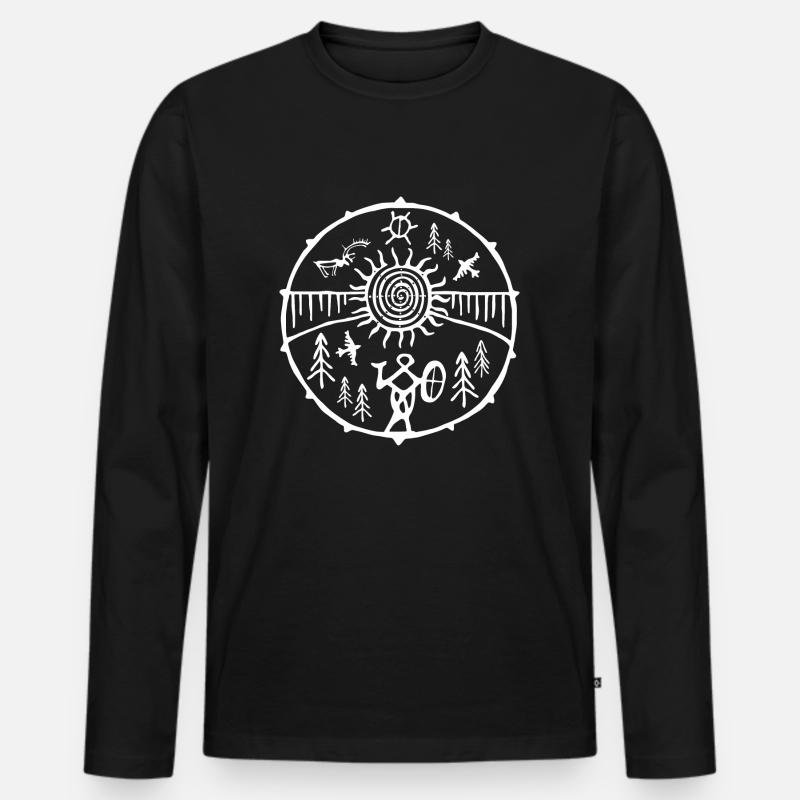 Schamane / Mutter Erde - Männer Premium Bio Langarmshirt - Schwarz