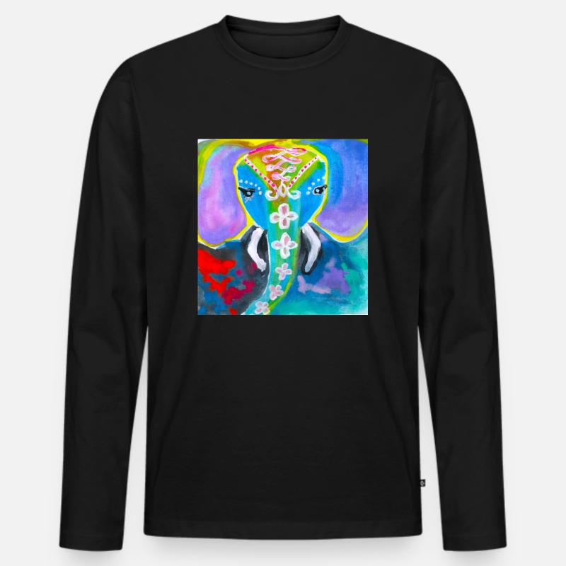 Elefant - Männer Premium Bio Langarmshirt - Schwarz